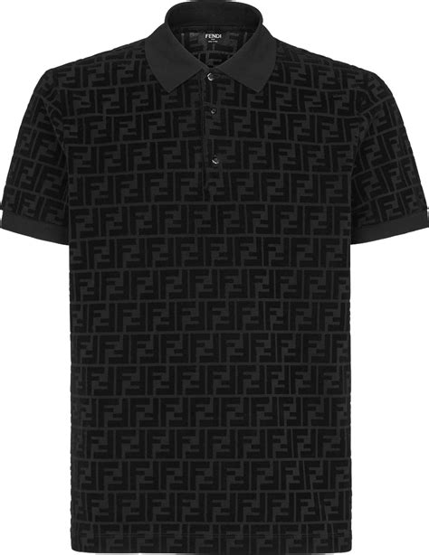 fendi ss19 polo|Black wool polo shirt .